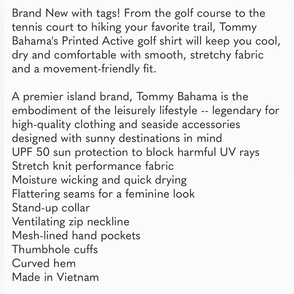 SOLD Tommy Bahama Golf NWT Size XS - Picture 3 of 4